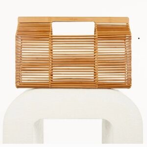 Cult Gaia Evie Collapsible Top Handle Bag Moso Bamboo Wood